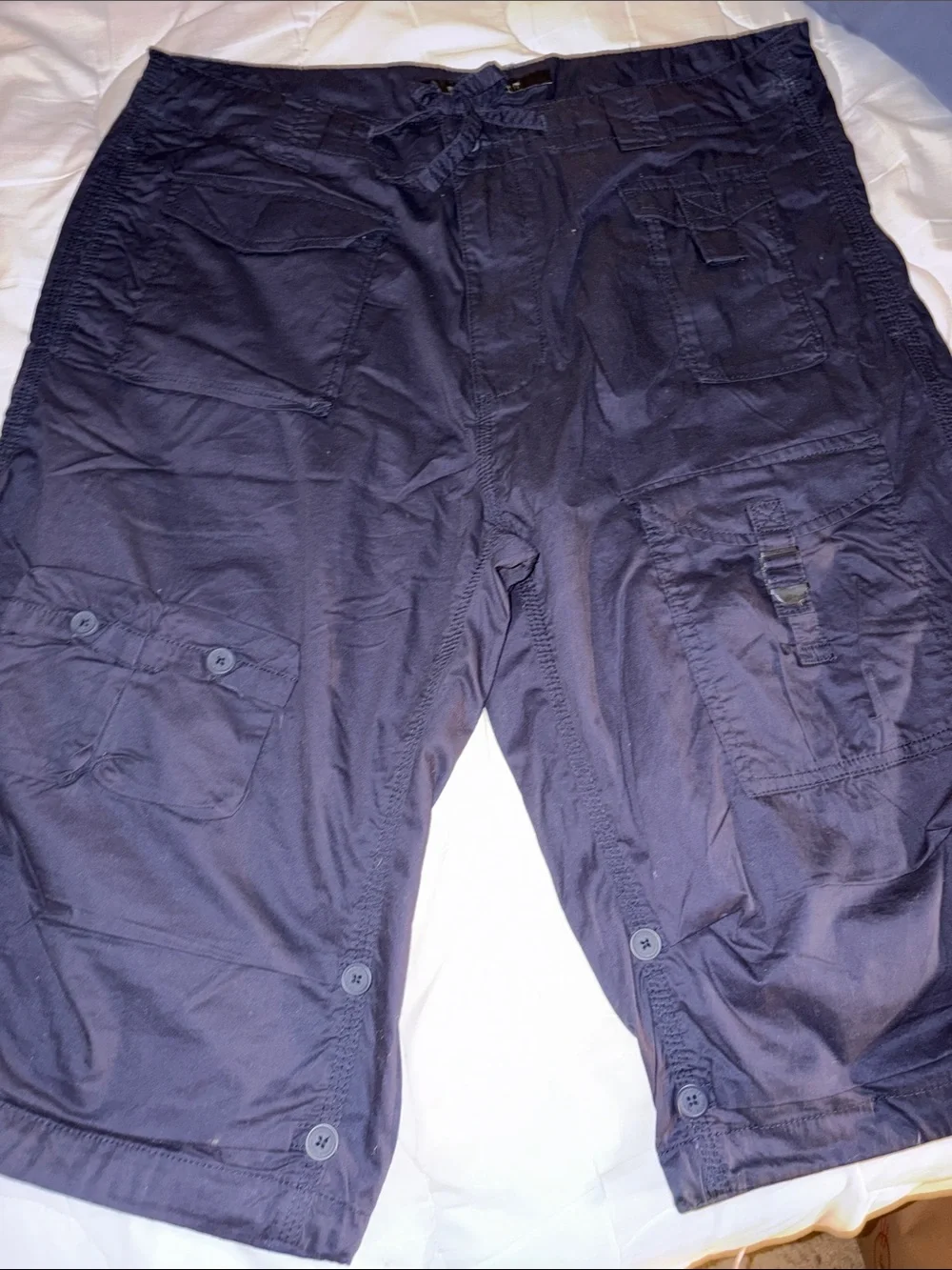 Sean John Men's White and Black Cargo Shorts